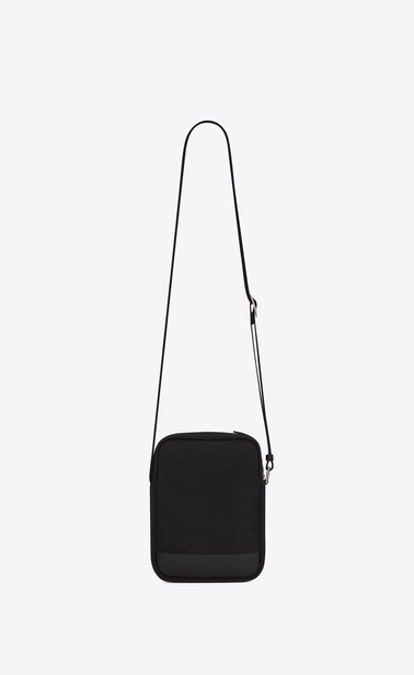 SAINT LAURENT Messenger And Crossbody Man RIVINGTON Pouch in Black nylon canvas and Black Leather b_V4